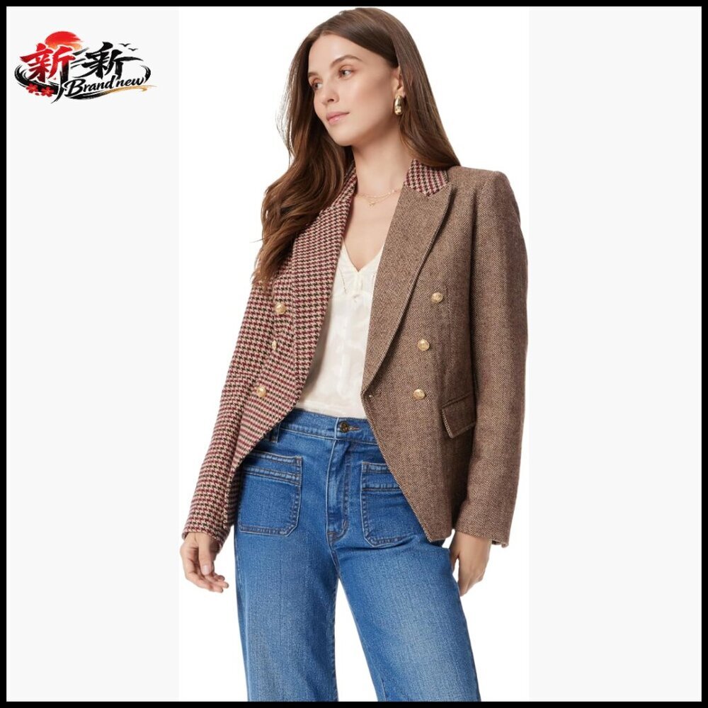 Double Breasted Blazer with Button Closure, Polyester Blend - Picture 1 of 4